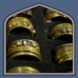 Brass rings semi-prescious stones