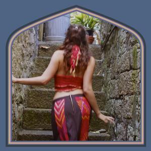 Mirror-embroidered skirt